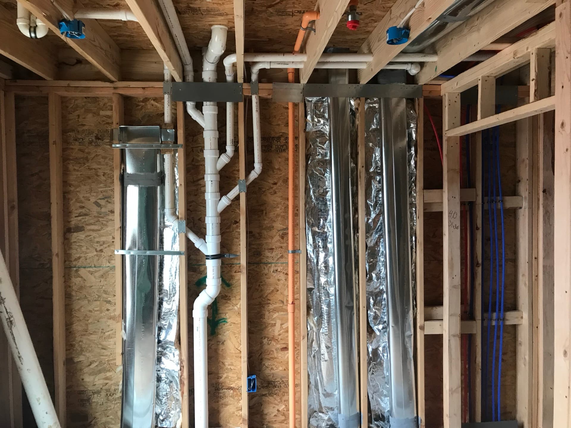 Vent and drain line rough-in