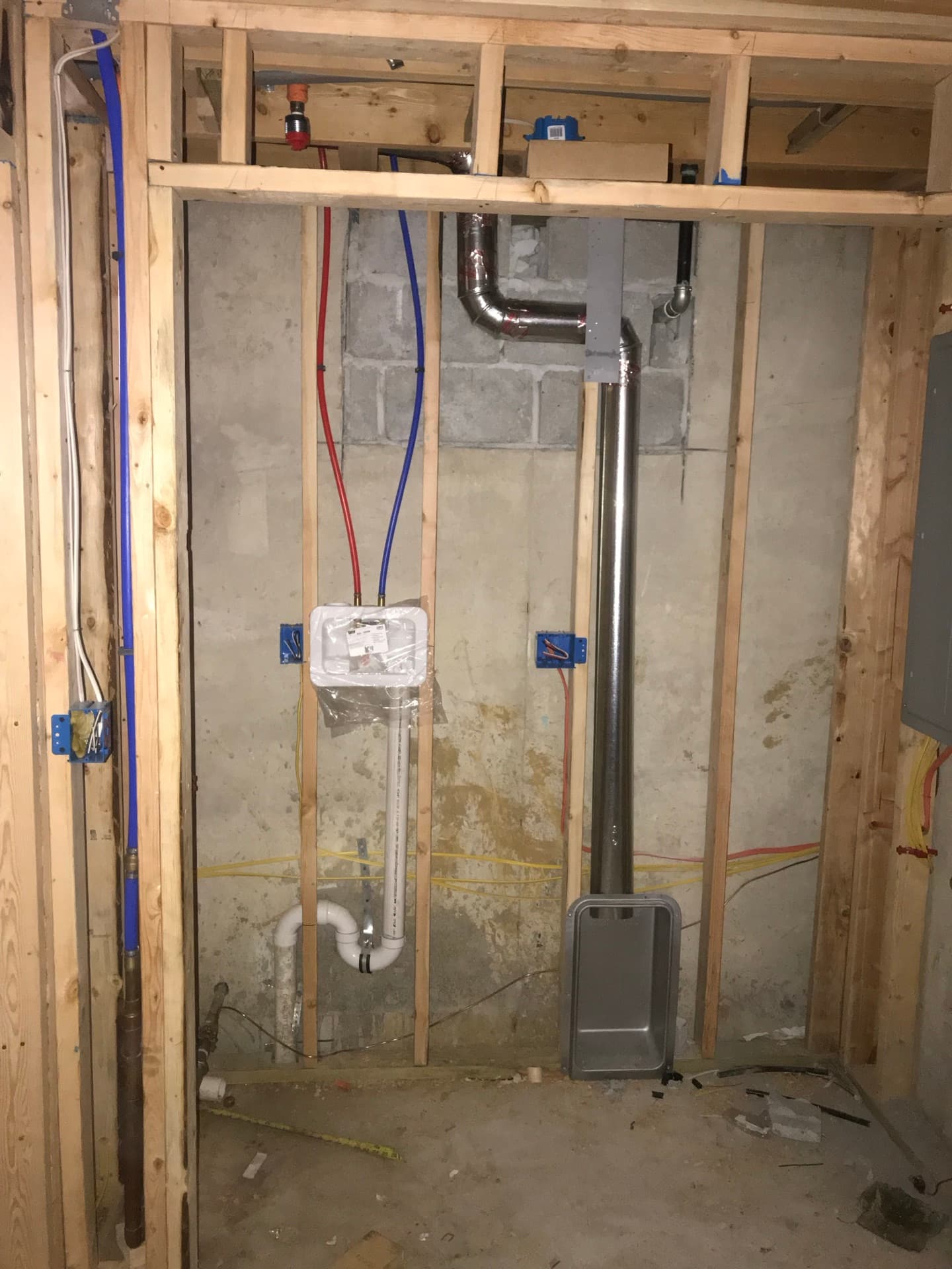 Overhead rough-in plumbing