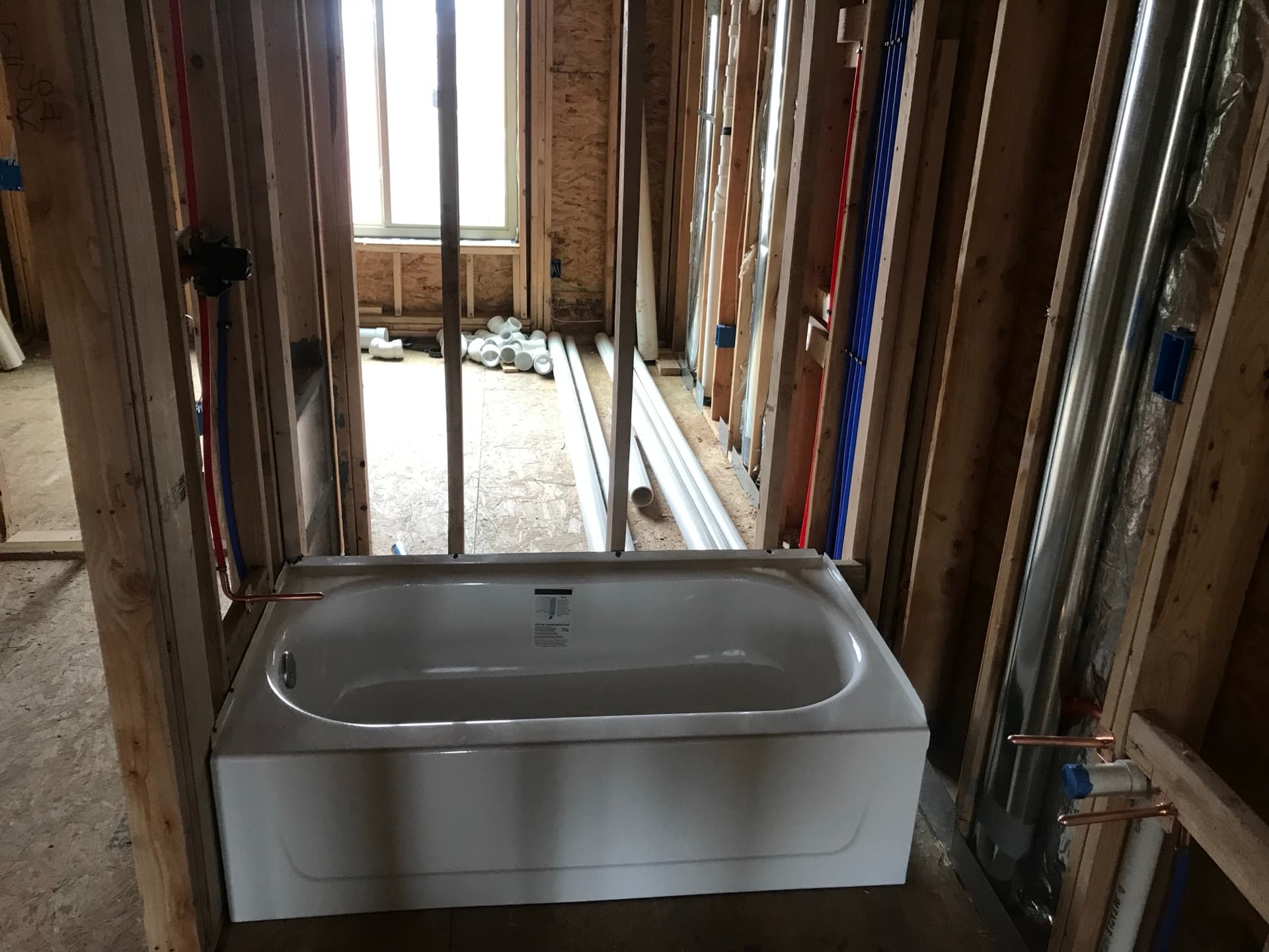 Bathtub plumbing rough-in